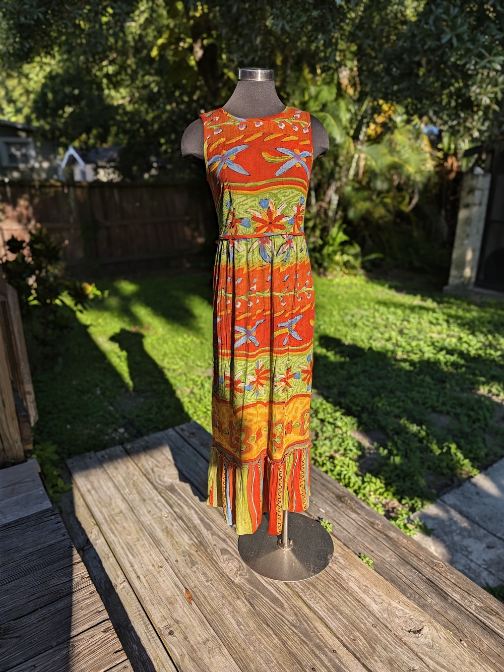 Vintage 90s Carole Little Abstract Pattern Maxi Dress